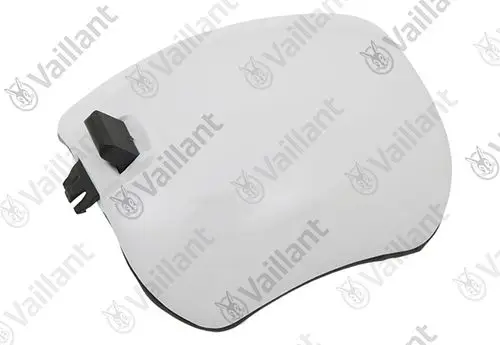 Weißer Deckel mit Dichtung von Vaillant, ausgestattet mit einem Halter, geeignet für spezifische Heizgeräte.